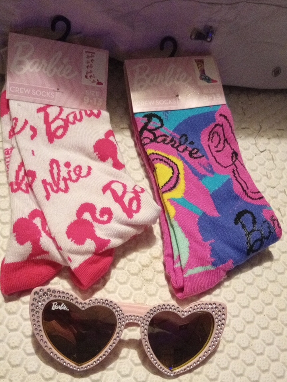 Barbie Pink & Multicolor Patterned Crew Socks - 2 Pack#FREE SHADES